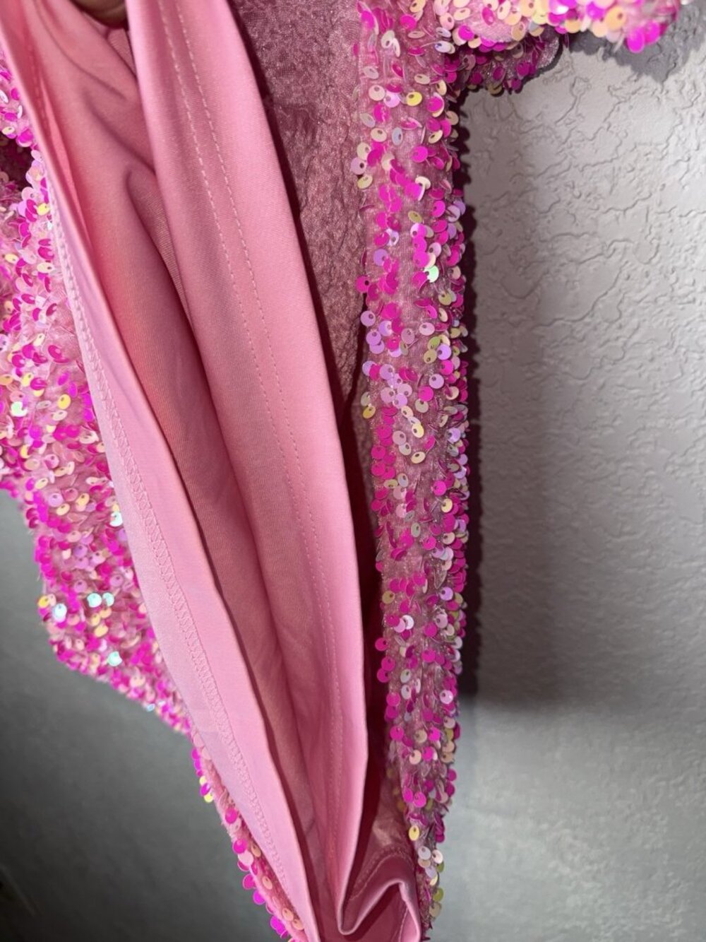 Petal & pup Pink One Shoulder Sequin Mini Dress Velvet Dance Formal Gala Small P - Picture 14 of 15